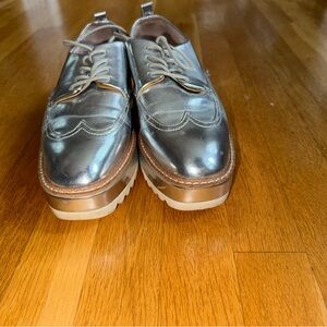Zara Womens Silver Oxford Shoes